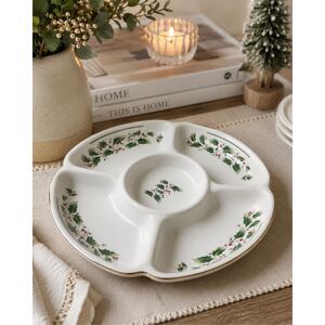 Christmas Royal Limited Holly Holiday Ceramic Divided Relish Dish 10.5" vtge